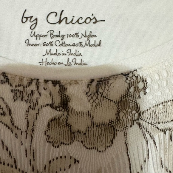 Chico's Size 2 Cream and Brown Lace Blouse - Picture 3 of 3